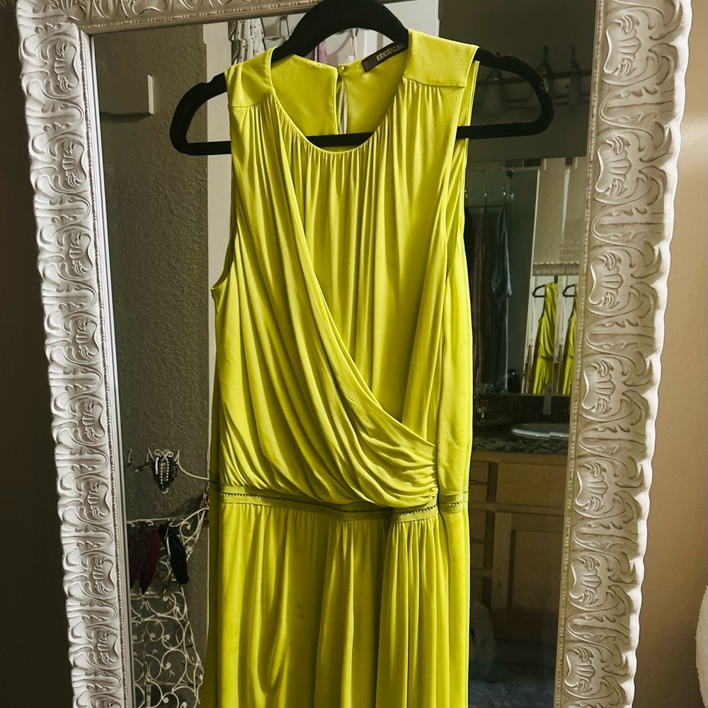 Gorgeous lime green Roberto Cavalli midi dress